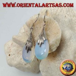 Silver drop earrings with sea opal