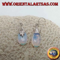 Silberne Tropfenohrringe mit Seeopal