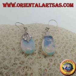 Silver drop earrings with sea opal