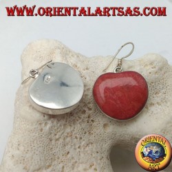 Silver earrings with heart-shaped red madrepora (coral)