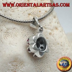 Pendentif fleur de vie en argent (six pétales) avec rubis ronds naturels sertis de marcassite