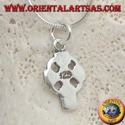 Silver pendant Celtic cross with engraved runes (small)