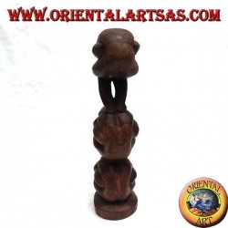Sculpture représentant de l'Atman (yogi karma) "Je ne vois pas, je ne parle pas, je n'entends pas" en bois de suar de 30 cm