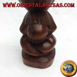 Sculpture représentant de l'Atman (yogi karma) "Je ne vois pas, je ne parle pas, je n'entends pas" en bois de suar de 30 cm