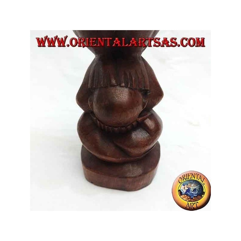 Sculpture représentant de l'Atman (yogi karma) "Je ne vois pas, je ne parle pas, je n'entends pas" en bois de suar de 30 cm