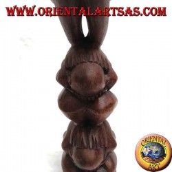 Sculpture representative of the Atman (yogi karma) "I don't see, I don't speak, I don't hear" in 30 cm suar wood