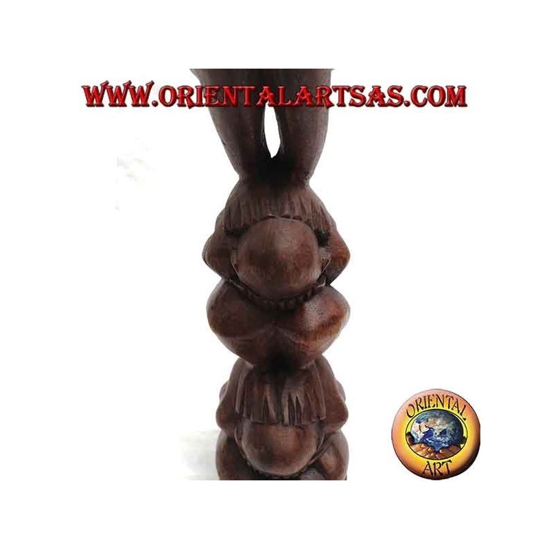 Sculpture representative of the Atman (yogi karma) "I don't see, I don't speak, I don't hear" in 30 cm suar wood