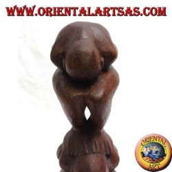 Sculpture representative of the Atman (yogi karma) "I don't see, I don't speak, I don't hear" in 30 cm suar wood