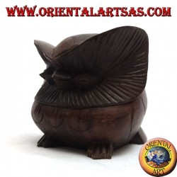 Sculpture of an owl curled up in 7 cm ebony wood