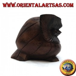 Sculpture d'un hibou recroquevillé en bois d'ébène de 7 cm