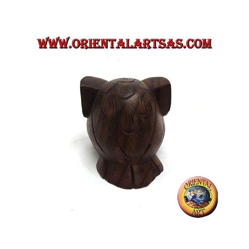 Sculpture of an owl curled up in 7 cm ebony wood
