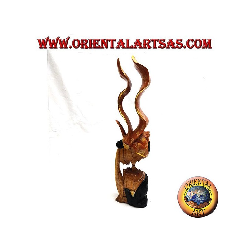 Skulptur des Kusses zwischen zwei orientalischen Liebhabern mit einem 35 cm langen Suarholzprofilschleier (bemalt, orange)