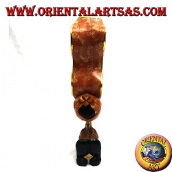 Skulptur des Kusses zwischen zwei orientalischen Liebhabern mit einem 35 cm langen Suarholzprofilschleier (bemalt, orange)