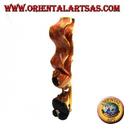 Sculpture of the kiss between two oriental lovers with a 35 cm suar wood profile veil (painted, orange)