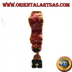 Skulptur des Kusses zwischen zwei orientalischen Liebhabern mit einem 35 cm langen Suarholzprofilschleier (bemalt, rot)