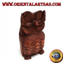 Skulptur der weisen sitzenden Eule aus 16 cm Suarholz