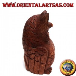 Sculpture du hibou sage assis en bois de suar de 16 cm