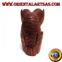 Sculpture of the wise sitting owl made of 16 cm suar wood