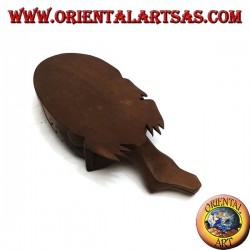 Ashtray in the shape of agamidae, scaled reptile with mahogany wooden cigarette holder