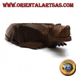 Ashtray in the shape of agamidae, scaled reptile with mahogany wooden cigarette holder