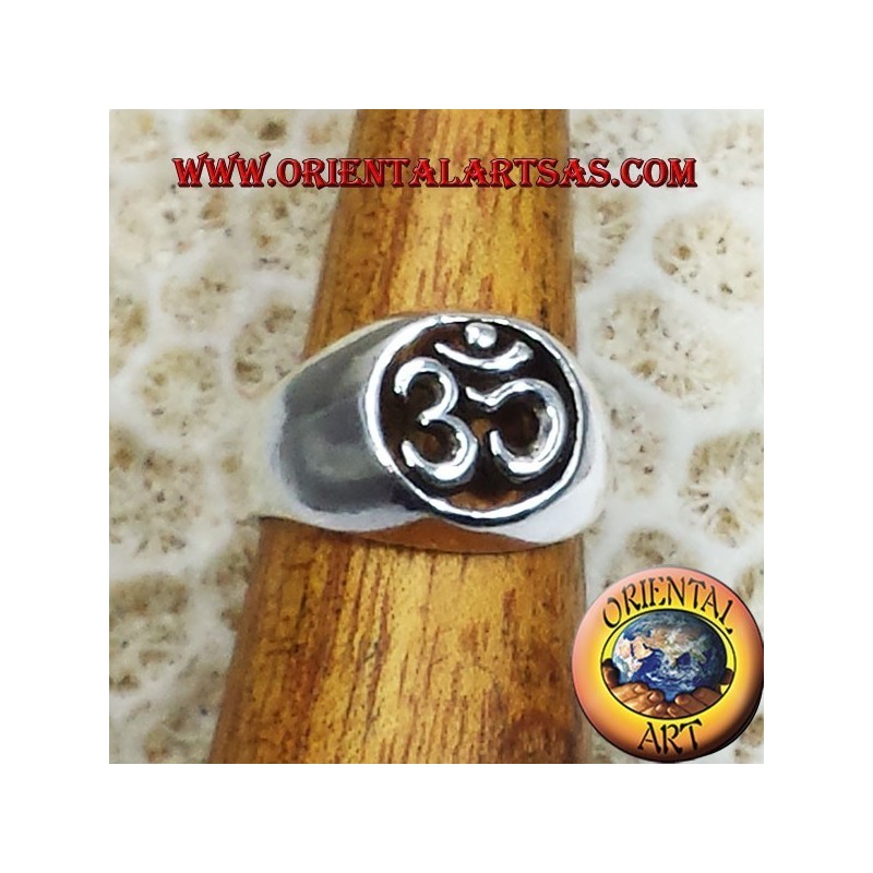 Om silver ring pierced silver