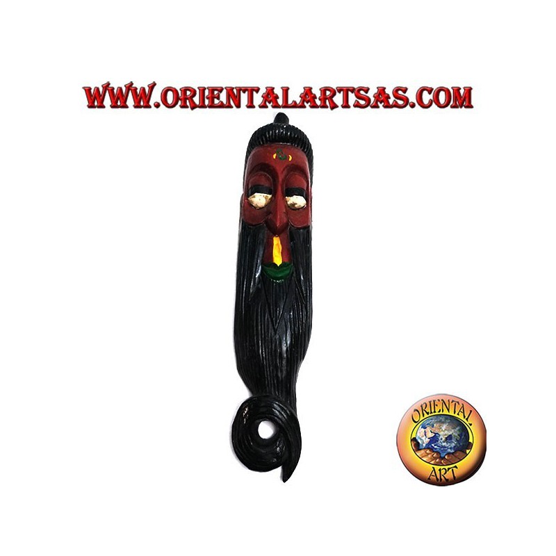 Mask of the elderly wise man of Nepalese origin in rosewood 50 cm (red)