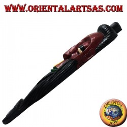 Mask of the elderly wise man of Nepalese origin in rosewood 50 cm (red)