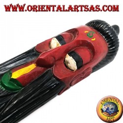 Mask of the elderly wise man of Nepalese origin in rosewood 50 cm (red)