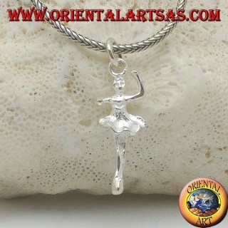 Silver pendant ballet dancer in tutu in fourth position