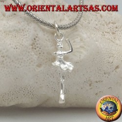 Colgante de plata bailarina de ballet en tutú en cuarta posición