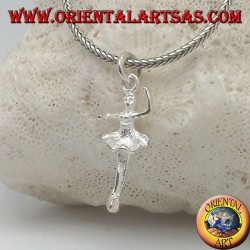 Silver pendant ballet dancer in tutu in fourth position