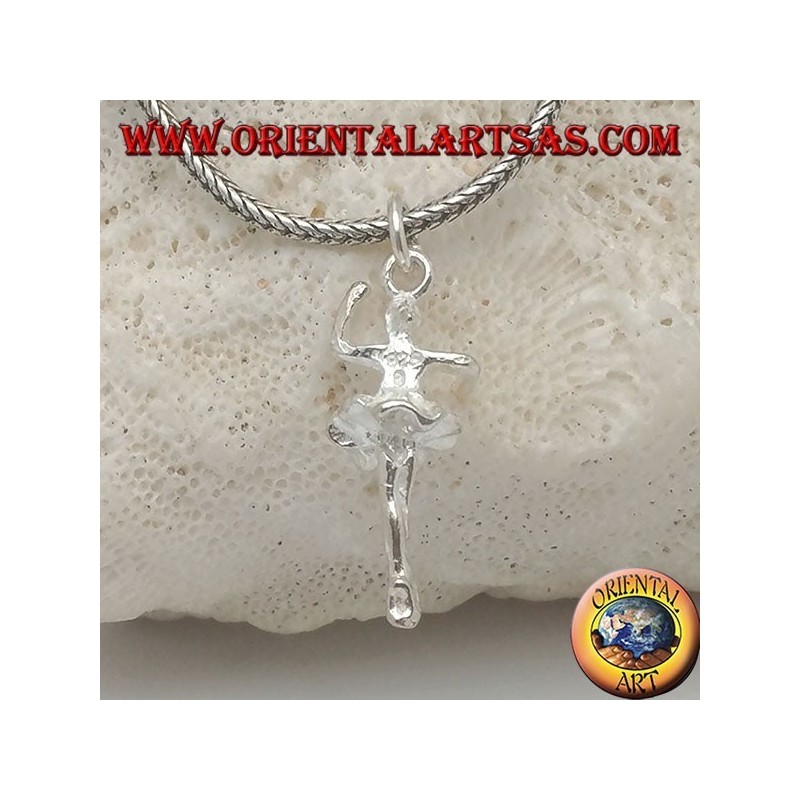 Pendentif danseur de ballet en argent en tutu en quatrième position