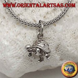 Small three-dimensional turtle silver pendant with spirals on the shell