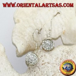 Pendientes de plata con colgantes de circonitas cúbicas esfera tachonada de blanco