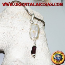 Pendentif en argent avec perle scaramazza et pendentif avec prisme grenat