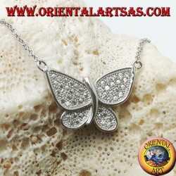 Silver butterfly pendant with zirconia studded wings complete with 45 cm chain