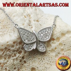 Silver butterfly pendant with zirconia studded wings complete with 45 cm chain