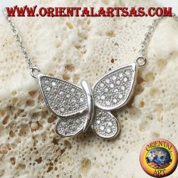 Silver butterfly pendant with zirconia studded wings complete with 45 cm chain