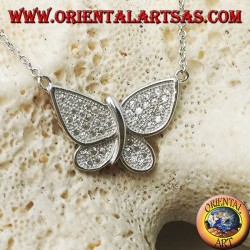 Silver butterfly pendant with zirconia studded wings complete with 45 cm chain