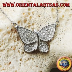 Silberner Schmetterlingsanhänger mit Zirkonoxidnieten und 45 cm Kette
