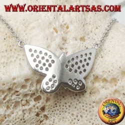 Colgante de mariposa de plata con alas tachonadas de circonitas con cadena de 45 cm.