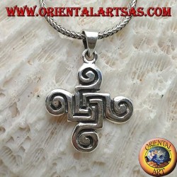 Pendentif en argent croix de spirales celtiques