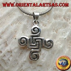 Silver pendant cross of Celtic spirals
