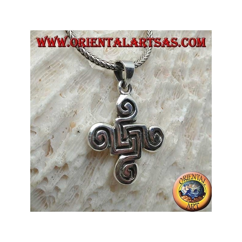 Ciondolo in argento croce di spirali celtiche
