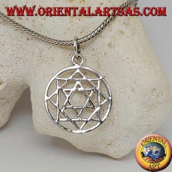 Six-pointed star of David silver pendant in the polar star or morning star (eight-pointed)