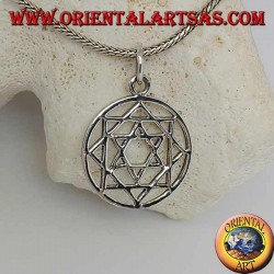 Colgante de plata de estrella de David de seis puntas en la estrella polar o estrella de la mañana (ocho puntas)