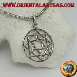 Six-pointed star of David silver pendant in the polar star or morning star (eight-pointed)