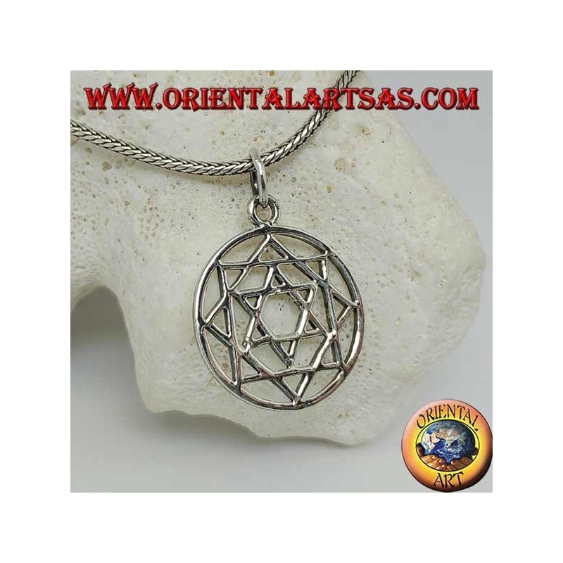Six-pointed star of David silver pendant in the polar star or morning star (eight-pointed)