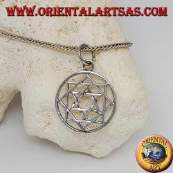 Pendentif en argent étoile de David à six pointes dans l'étoile polaire ou étoile du matin (huit pointes)