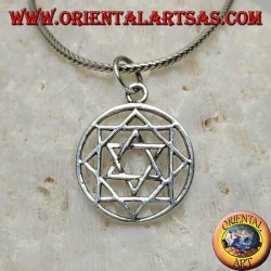 Six-pointed star of David silver pendant in the polar star or morning star (eight-pointed)